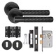 image 2 of Golden Grace Knurled Diamond Cut T-Bar Bathroom Door Handle Set Matt Black with Ball Bearing Hinges