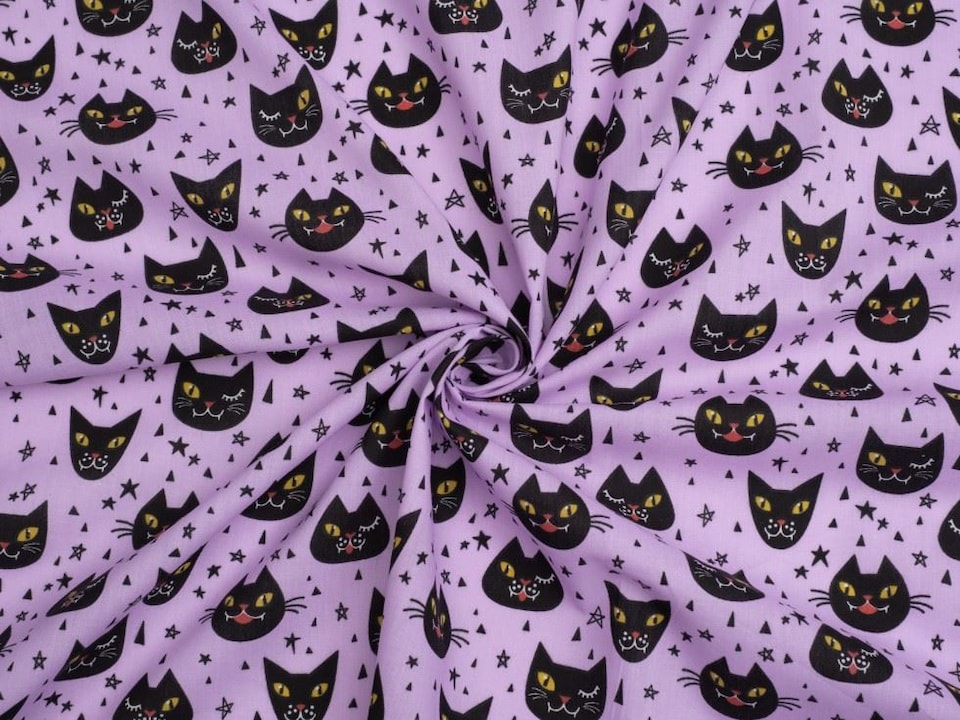 Purple Printed Polycotton Fabric for Dressmaking, 110cm / 43" Wide - per metre