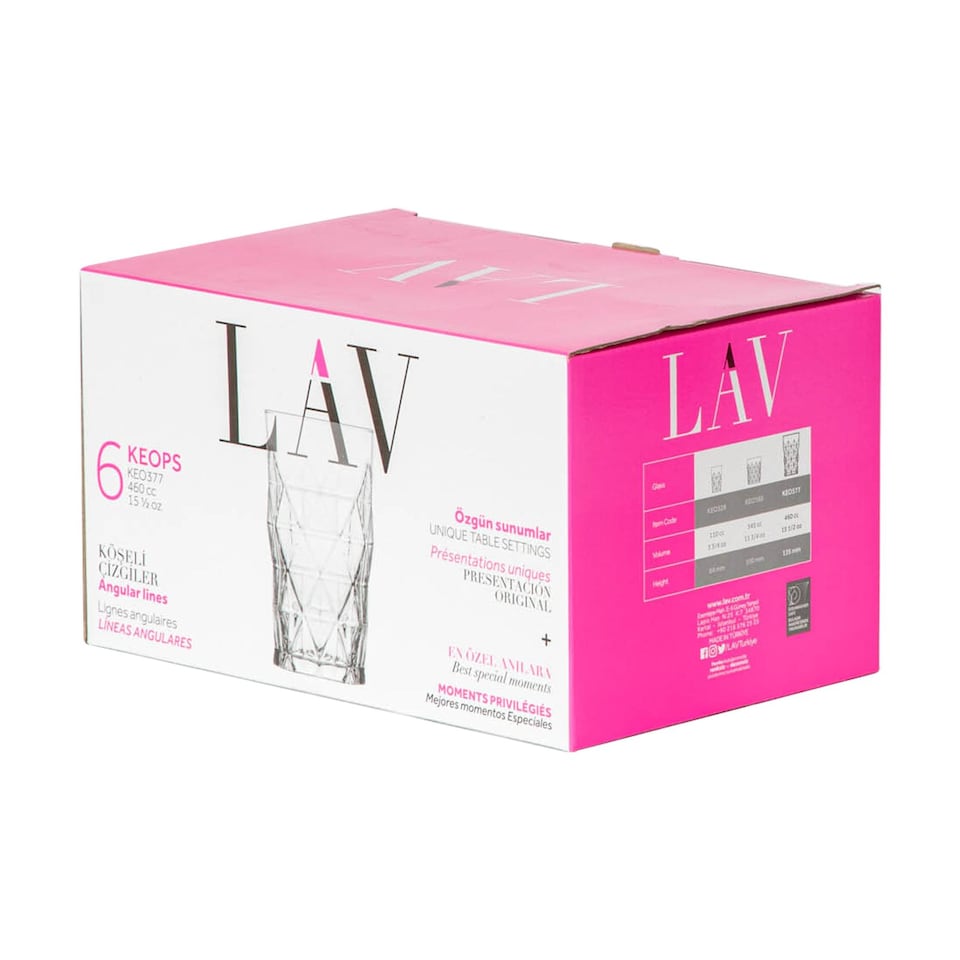 image 1 of LAV  Keops Highball Glasses - 460ml - Clear | Clear | Clear