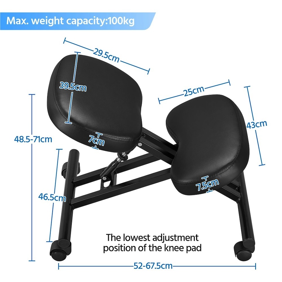 image 1 of Yaheetech Ergonomic Kneeling Chair Adjustable Knee Stool for Home Office Black Black