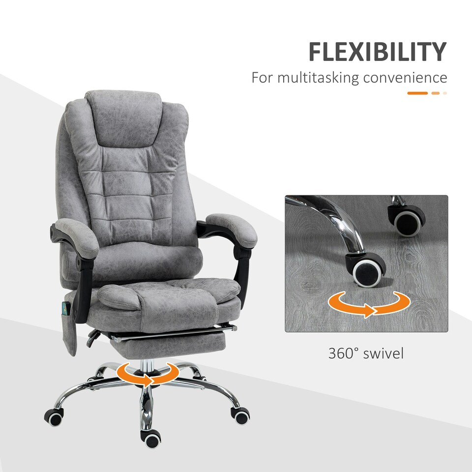 image 1 of Vinsetto Heated 6 Points Vibration Massage Executive Office Chair Grey