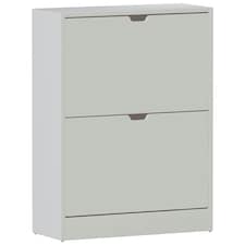 Vida Designs 2 Drawer Shoe Cabinet Shoe Rack Storage Cupboard, 100% FSC, White