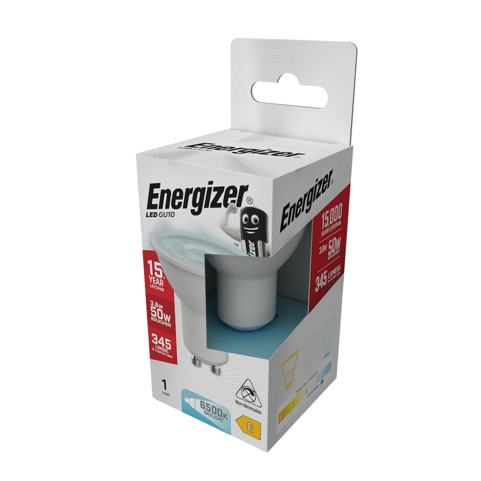 image 1 of Energizer LED GU10 345lm 3.6W 6500K (Daylight) Light Bulb - Pack of 2