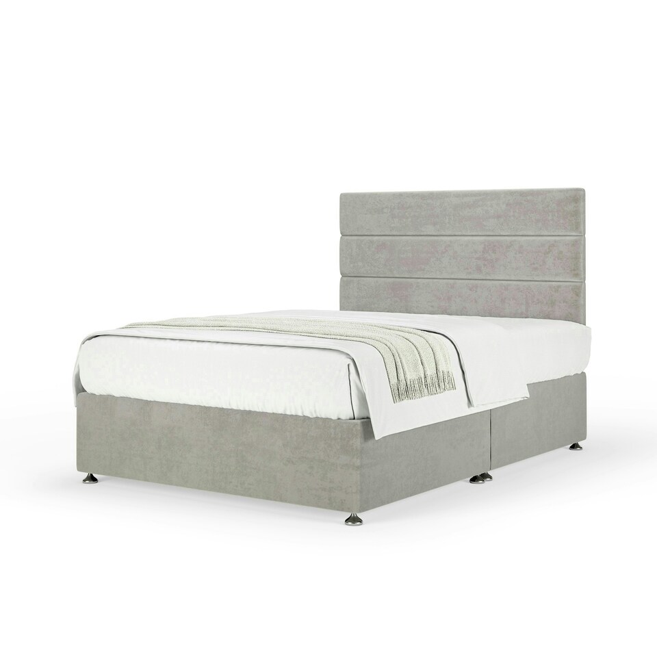 image 1 of Majestic 1000 Pocket Sprung Seal Grey Naples Velvet Divan Set And Milan Headboard Small Double