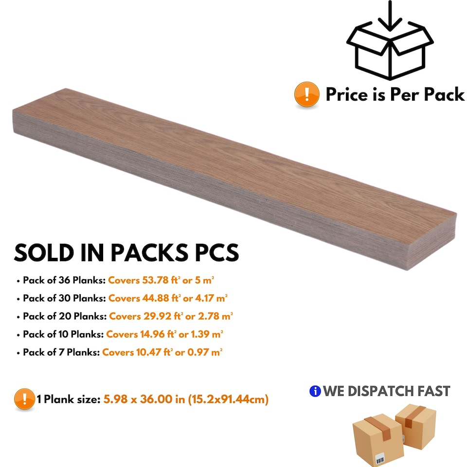 image 1 of NOVECRAFTO Self Adhesive Vinyl Floor Planks – Peel & Stick Flooring – Light Brown Wood Effect – Easy DIY Installation – Durable & Waterproof Tiles Brown | 5 sqm