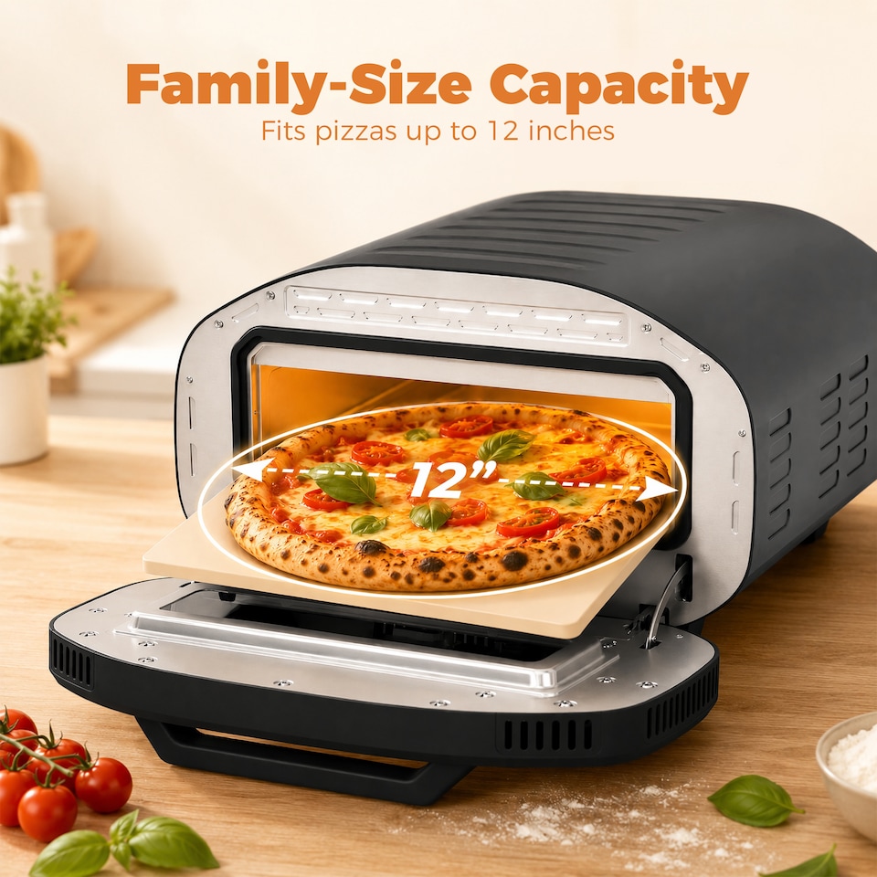 image 1 of HOMCOM Pizza Oven Indoor, 12 Inch Electric Countertop Pizza Maker, 2200W