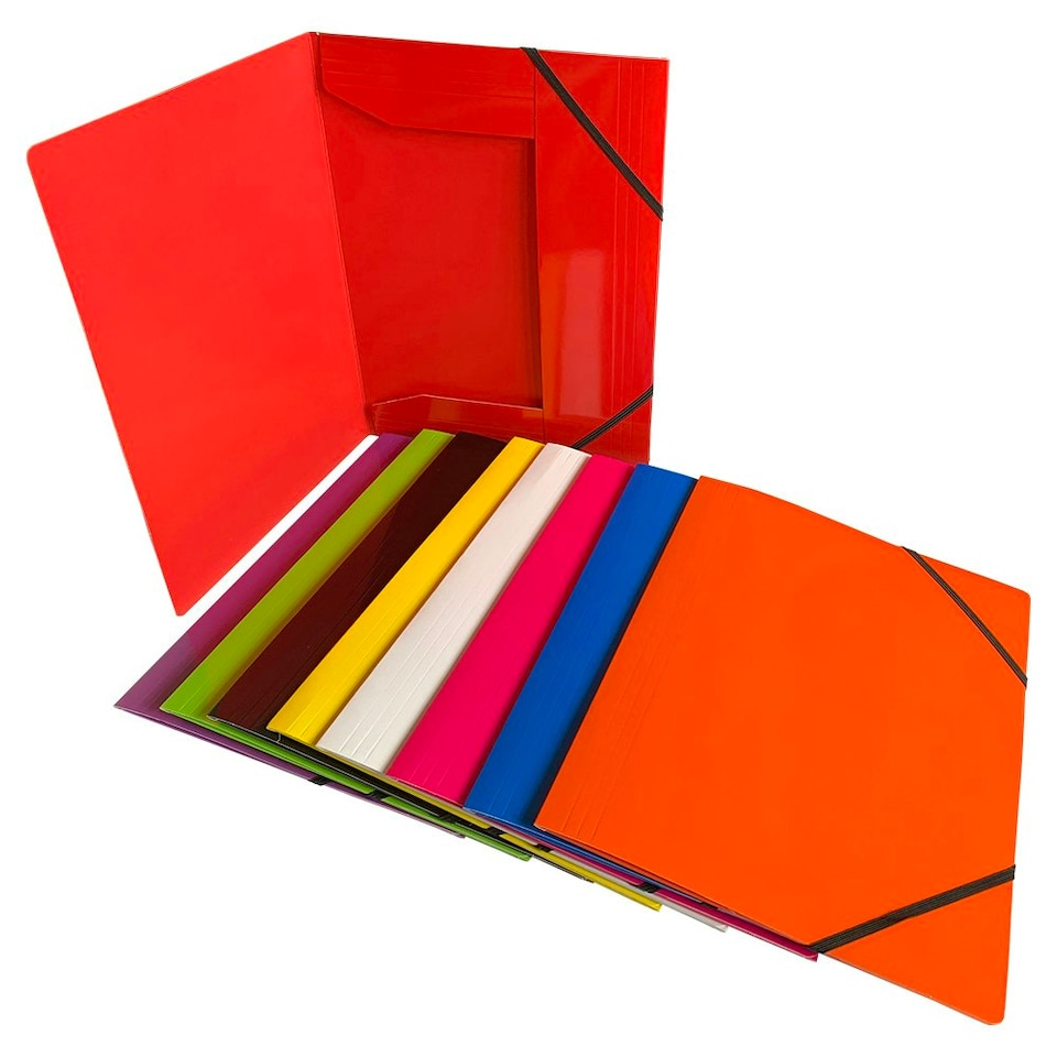 image 1 of Janrax A4 Red Laminated Card 3 Flap Folder with Elastic Closure