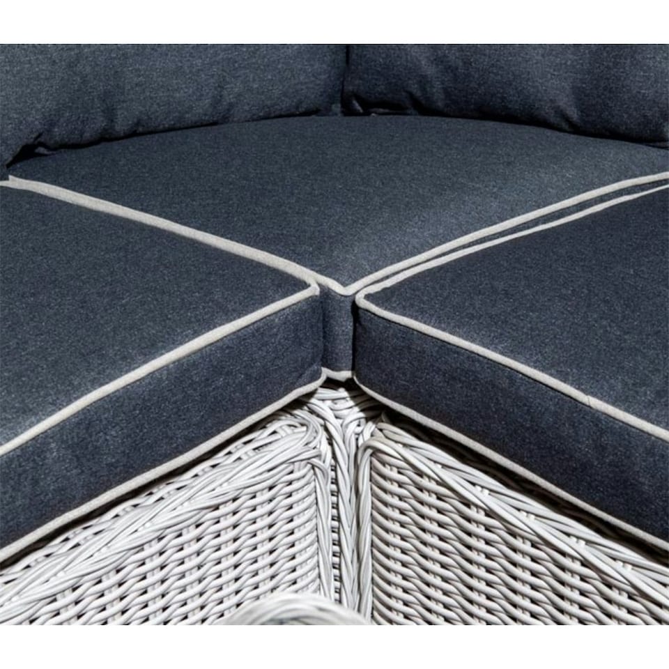 image 1 of 6 Seater Putty Grey Compact Rattan Weave Corner Garden Dining Set - With Stools