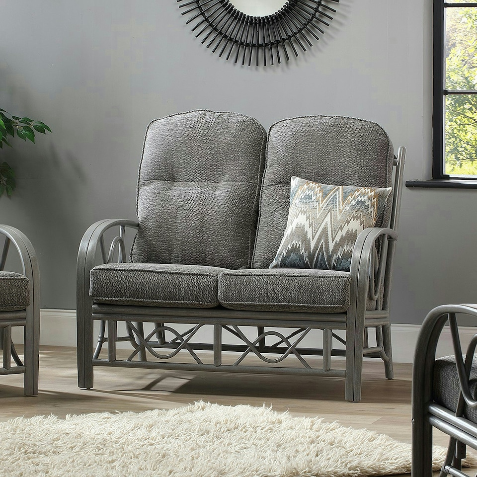 image 1 of Desser Bali Grey Rattan 2 Seater Sofa Set in Slate - Conservatory Sofa Suite
