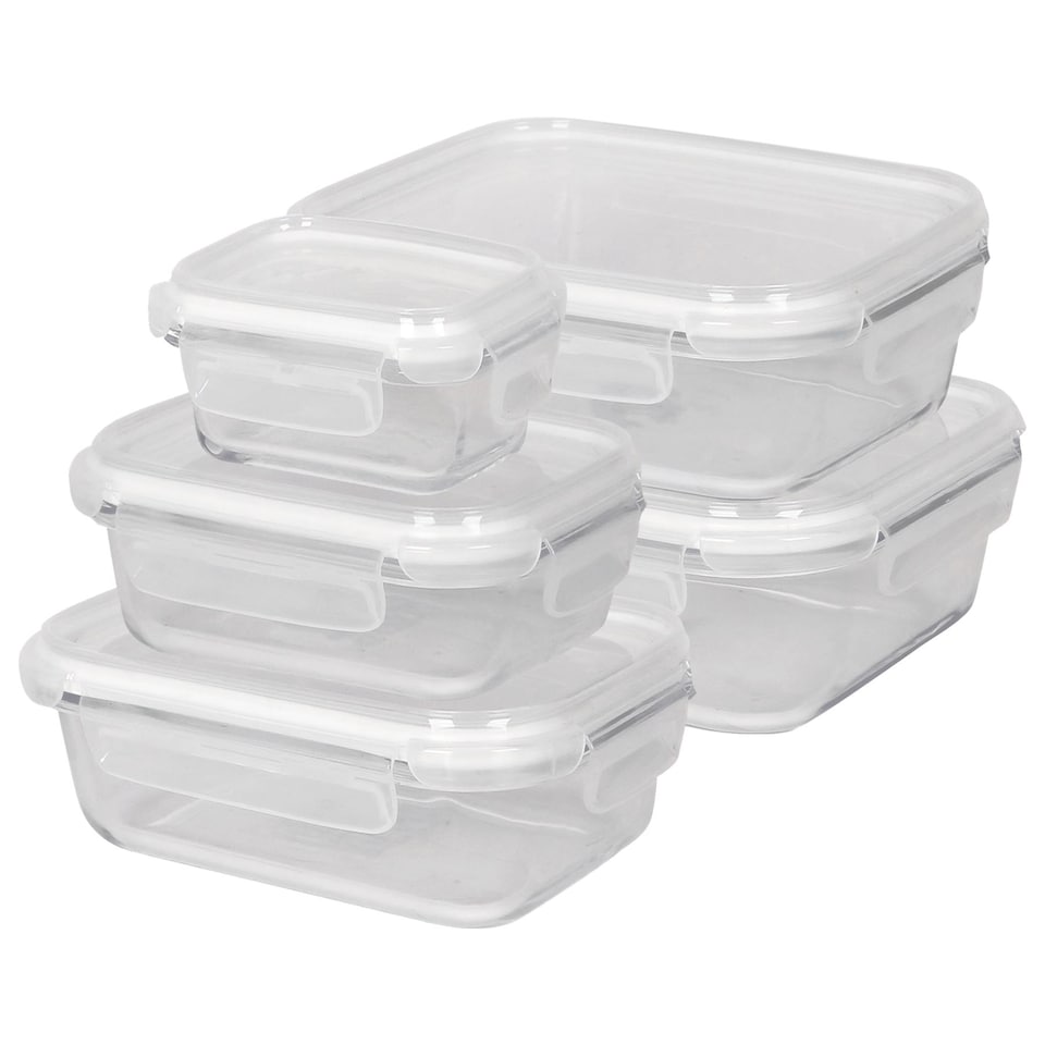 image 1 of Harbour Housewares 5pc Glass Food Storage Container Set with Lids - 5 Sizes
