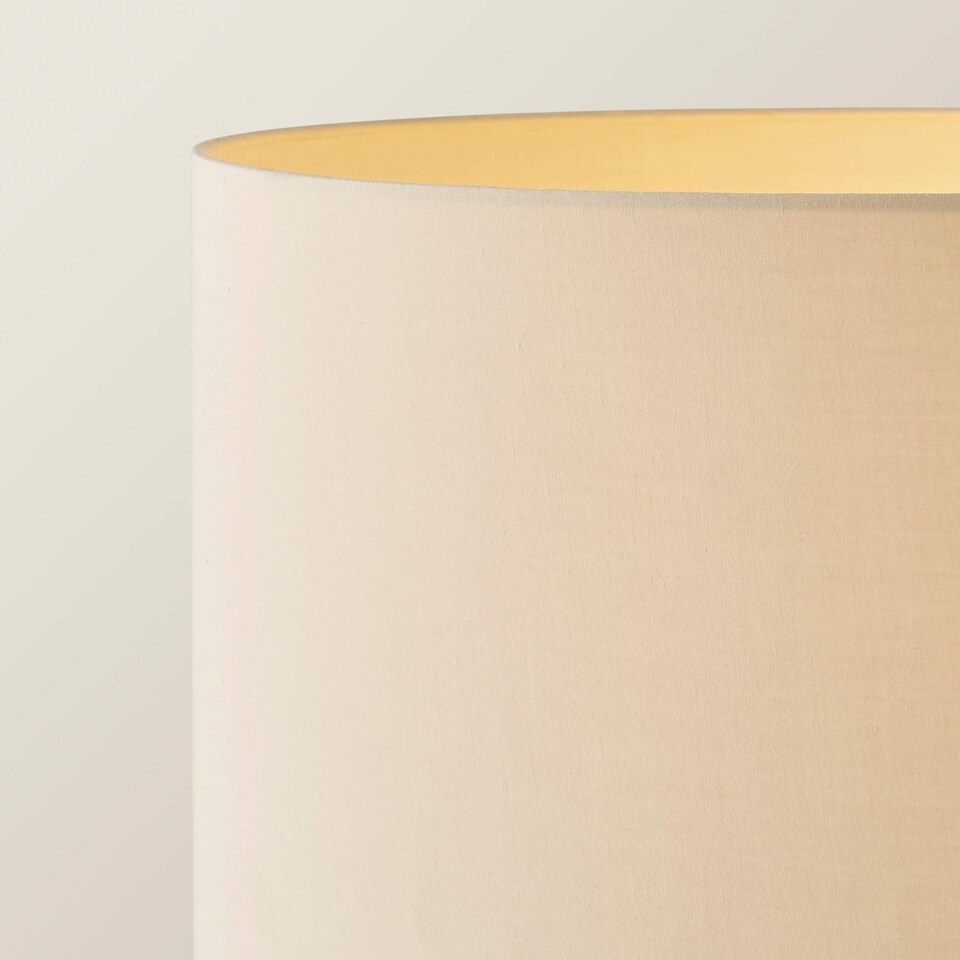 image 1 of ValueLights Marissa Natural Fabric Shade with Chrome Stacked Ball Floor Lamp | Cream