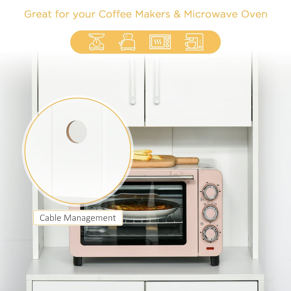 image 1 of HOMCOM Modern Kitchen Cupboard Storage Organiser Microwave Cabinet Grey