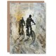 image 1 of Two Cyclists Bikes Dark Bubble Him Her Birthday Card