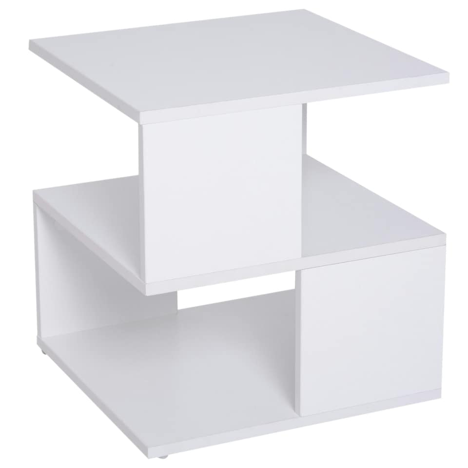 image 1 of HOMCOM Modern Square 2-Tier Coffee Side Table with Shelf for Living Room 