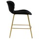 image 4 of Interiors by Premier Black Velvet Stool, Luxury Bar Stool, Modern Black Velvet Bar Chair with Quilted Design and Gold Legs