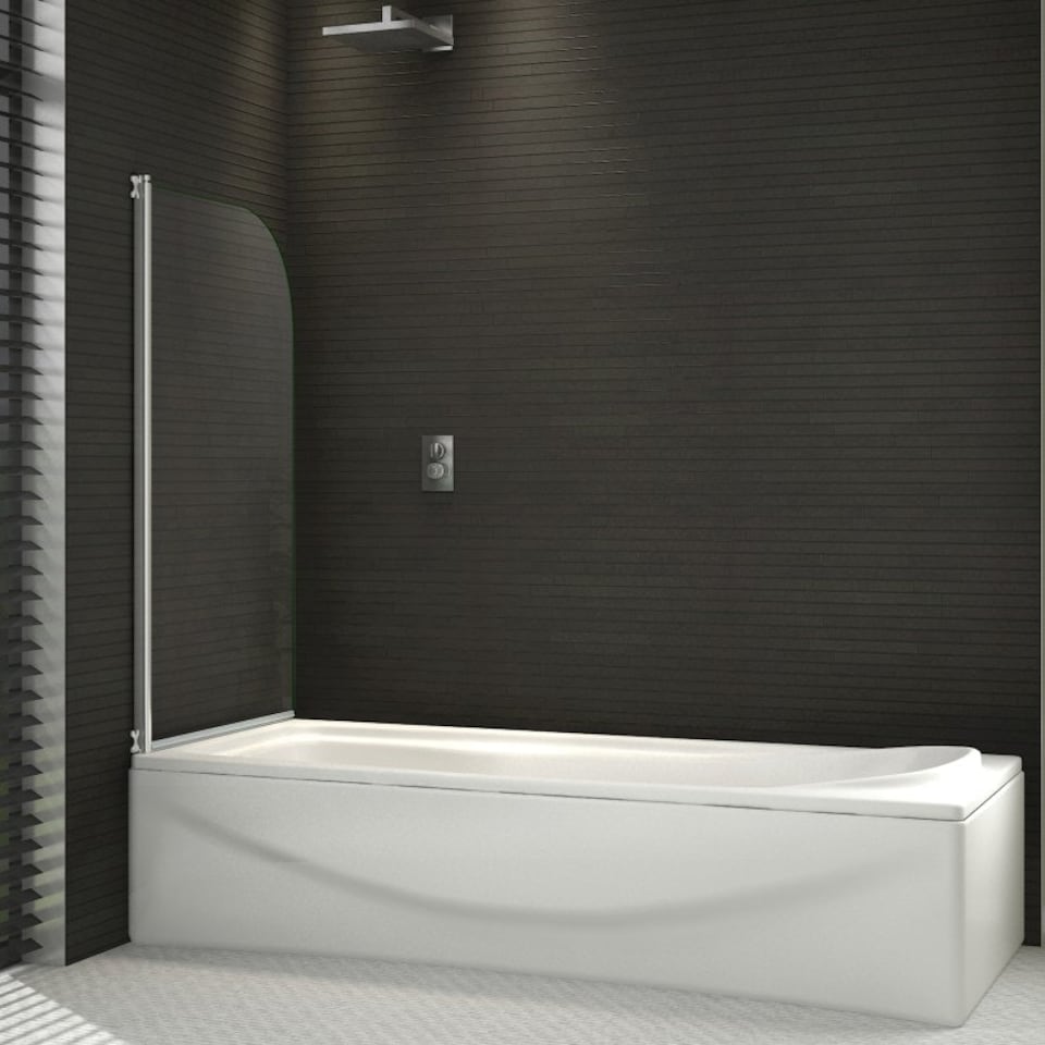 image 1 of 800x1400mm 180 Pivot Shower Bath Screen Tempered Glass Door Panel Chrome