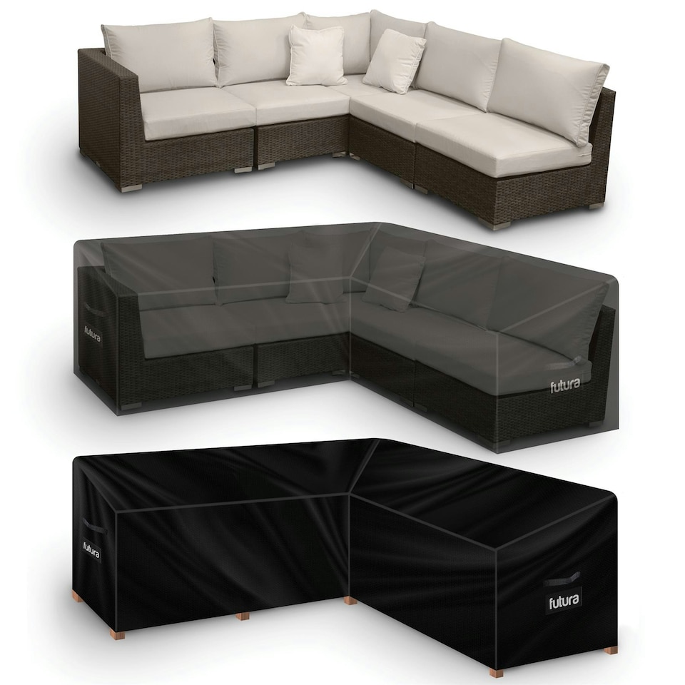 image 1 of Futura V Shape 215x215x80cm Waterproof Garden Furniture Cover 600D Black