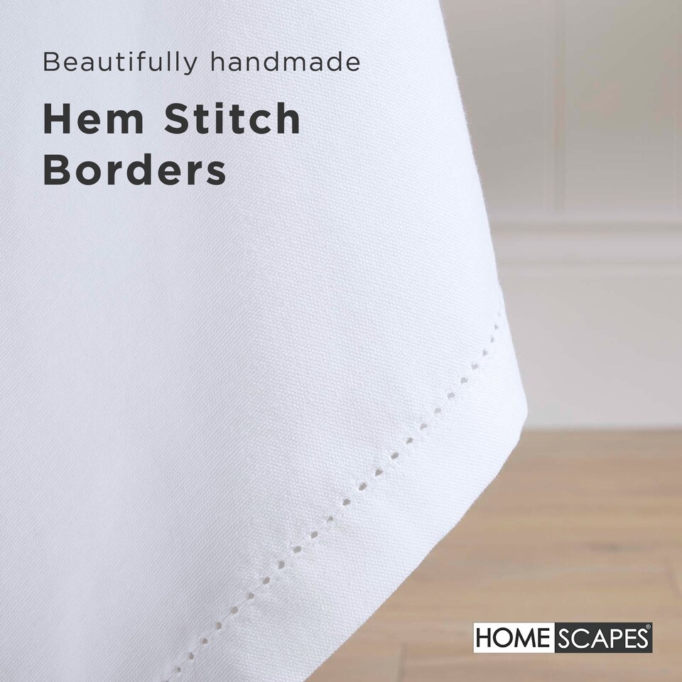 image 1 of Homescapes White Cotton Round Tablecloth - 178 cm | White | 178cm (70") round