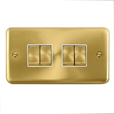 SE HOME Curved Satin Brass 10A 4 Gang 2 Way Ingot Light Switch White | Satin Brass