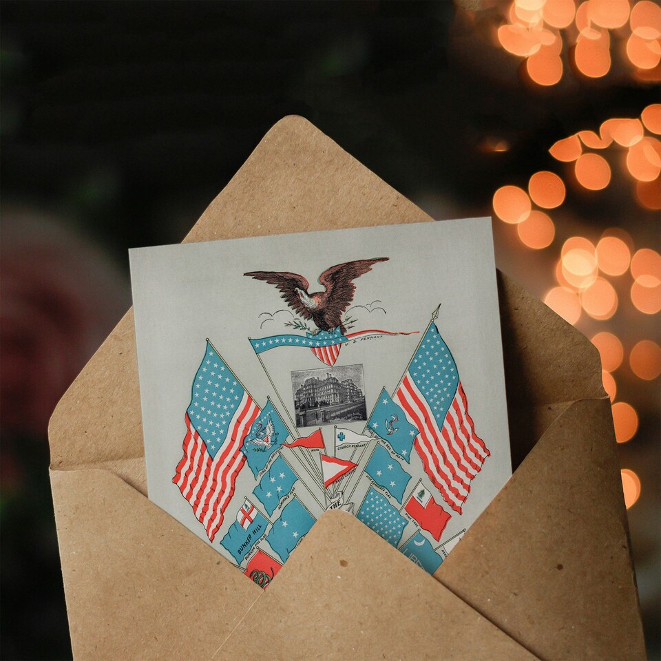 image 1 of Vintage 1901 Art Card Flags of the American Union