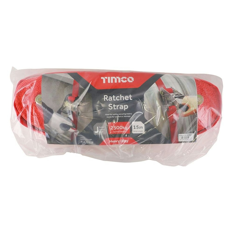 image 1 of Timco - Ratchet Strap - J Hook - Heavy Duty (Size 15m x 50mm - 1 Each)