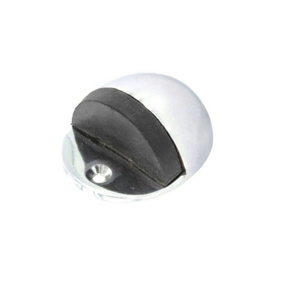 image 1 of Securit Oval Door Stopper - Silver/Black - 50mm