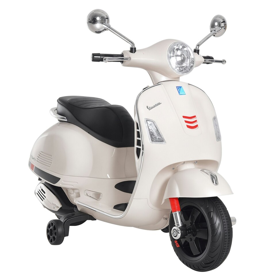 image 1 of HOMCOM Kids Ride On Motorcycle Vespa Licensed Boys Girls 6V LED Lights MP3 Horn