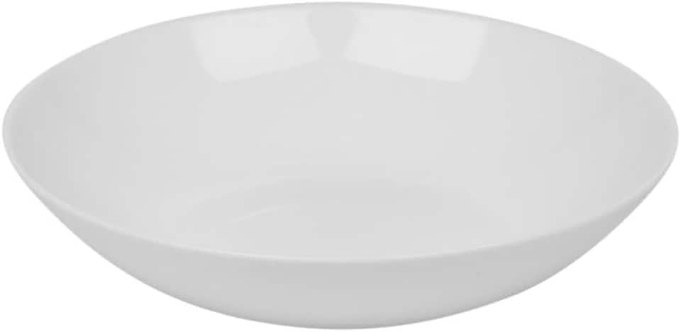 image 1 of White Opal Glass Dinner Set Plates Soup Bowls Dinnerware | White | Luna Dinner - 24 Pcs | 24