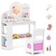 image 1 of COSTWAY Kids Princess Vanity Table & Chair Set White