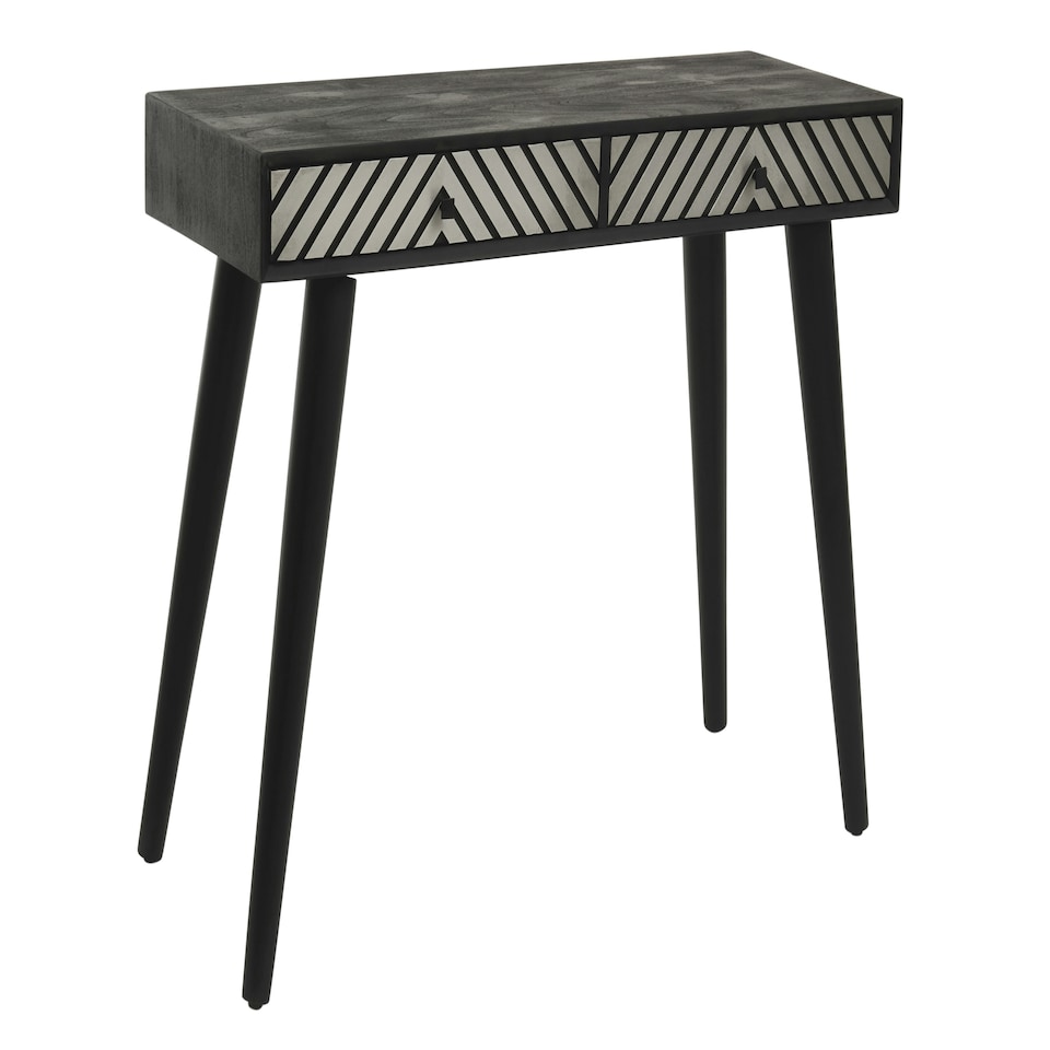 image 1 of Interiors by Premier Black and White Two Drawer Console Table Black