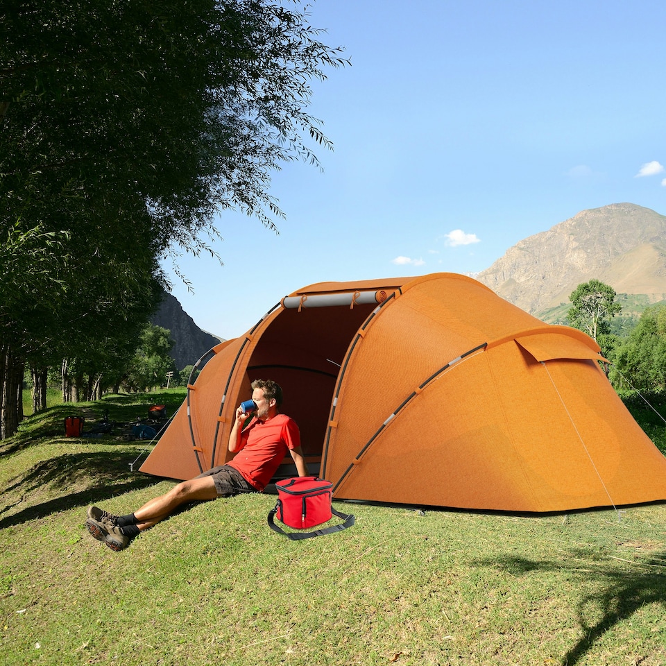 image 1 of Outsunny 4-6 Persons Camping Tent Dome Family Travel Group Hiking Room Fishing