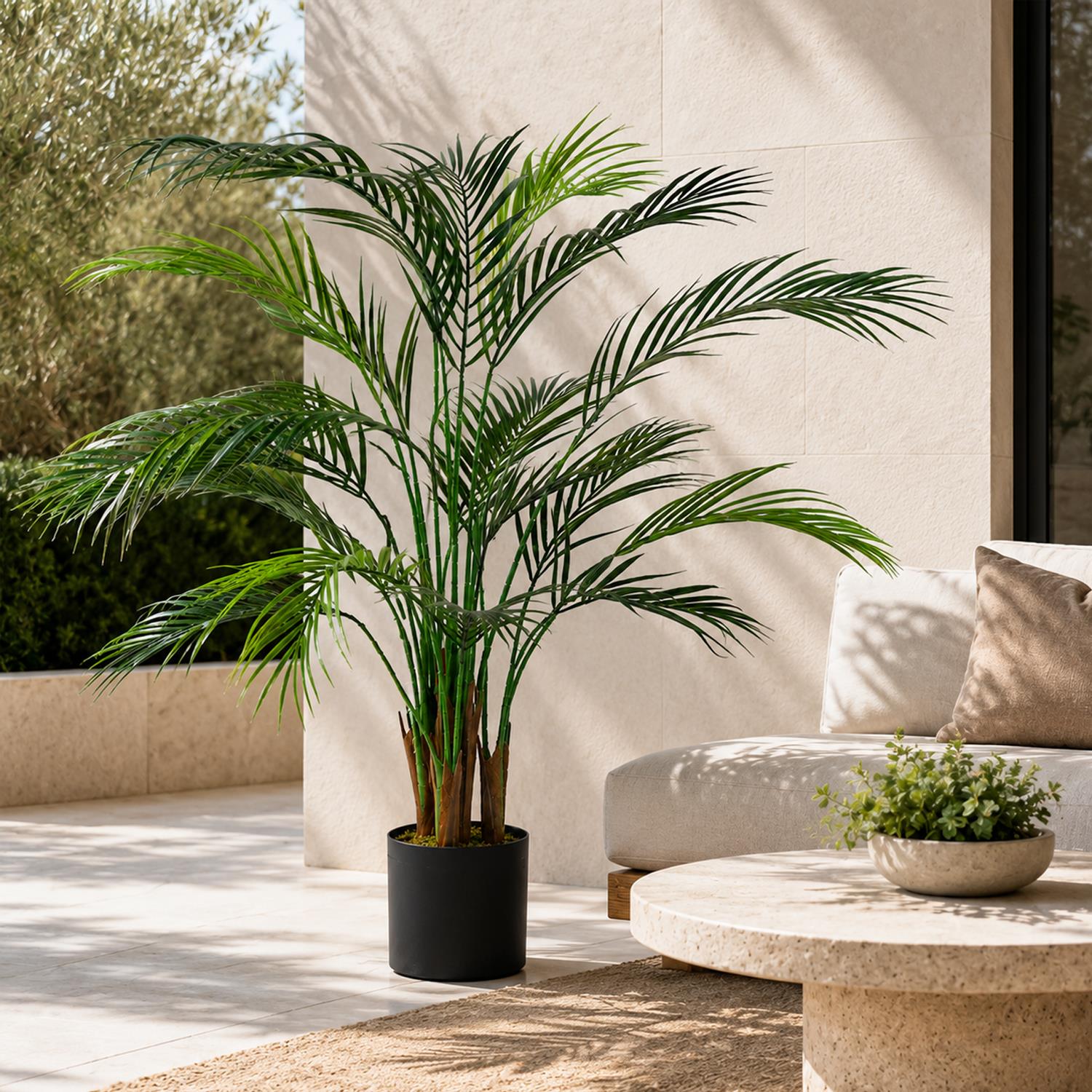 125cm Areca Palm Tree UV Resistant Outdoor | Green | 4ft - Tesco
