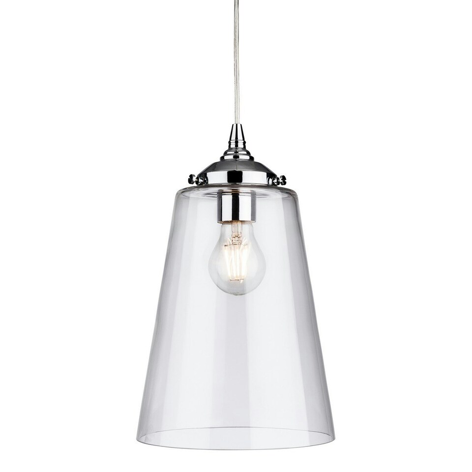Seville 1 Light Dome Ceiling Pendant Chrome with Clear Glass, E27