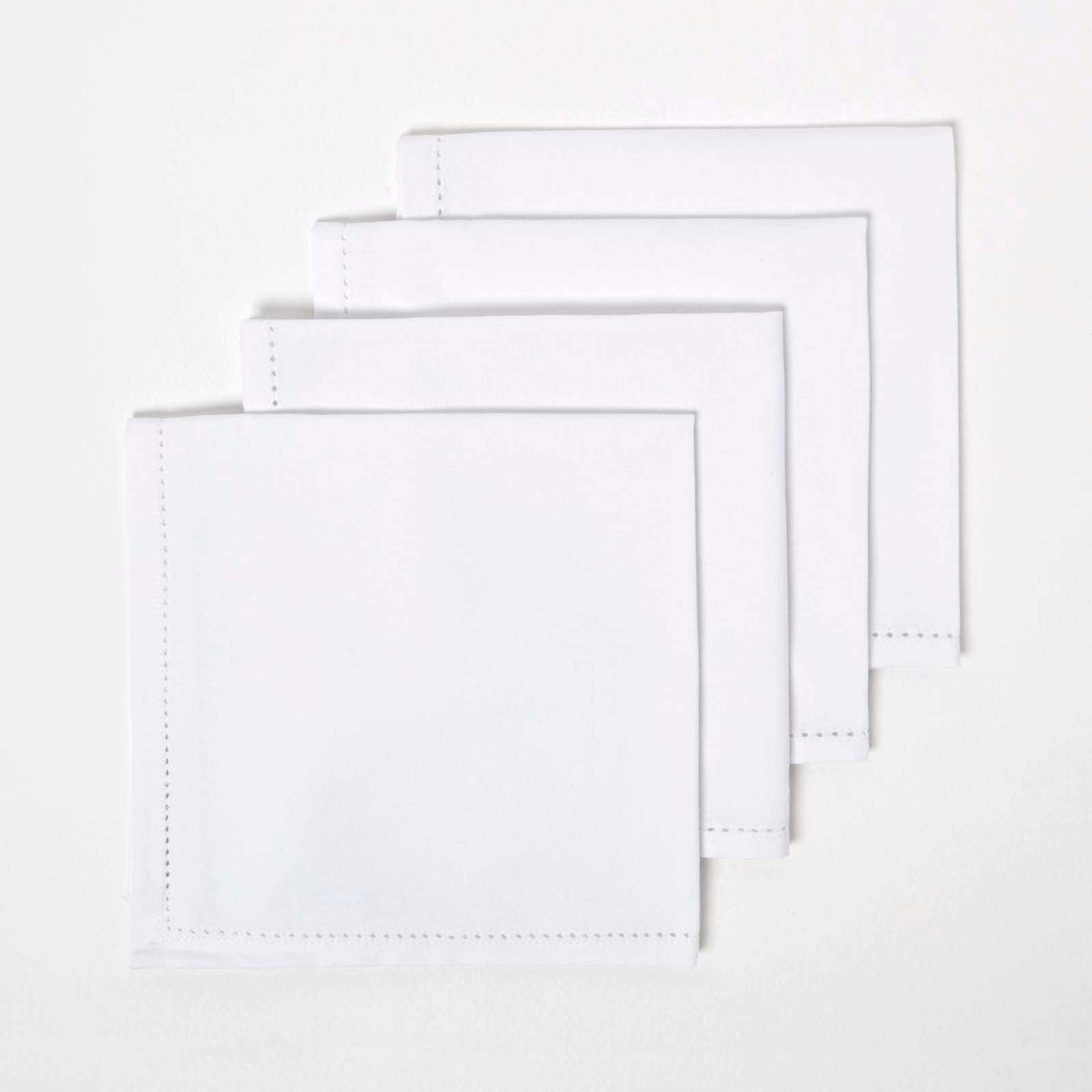 Homescapes Cotton Fabric 4 Napkins Set in White