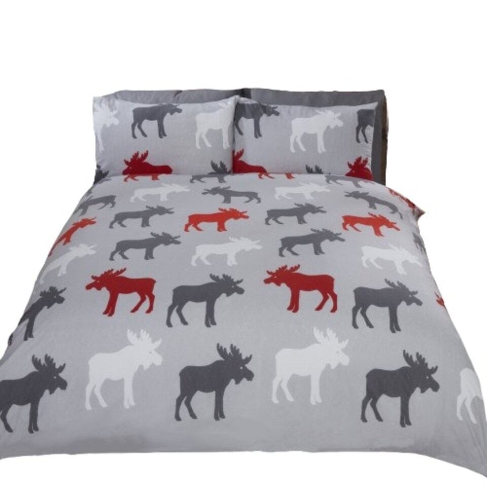 image 1 of Moose Cotton Bed Cover Duvet Cover Set Grey | King