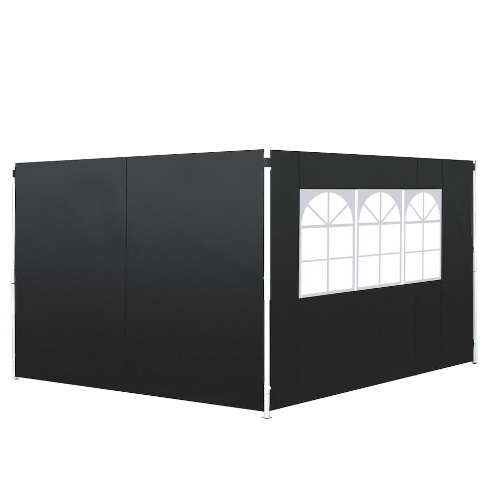 image 1 of Outsunny Gazebo Replacement Exchangeable Wall Panels w/ Window, Black