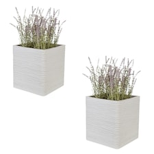 1 x Square Amalfi Stone Effect Multipurpose Patio Planter Ideal For Home & Garden White