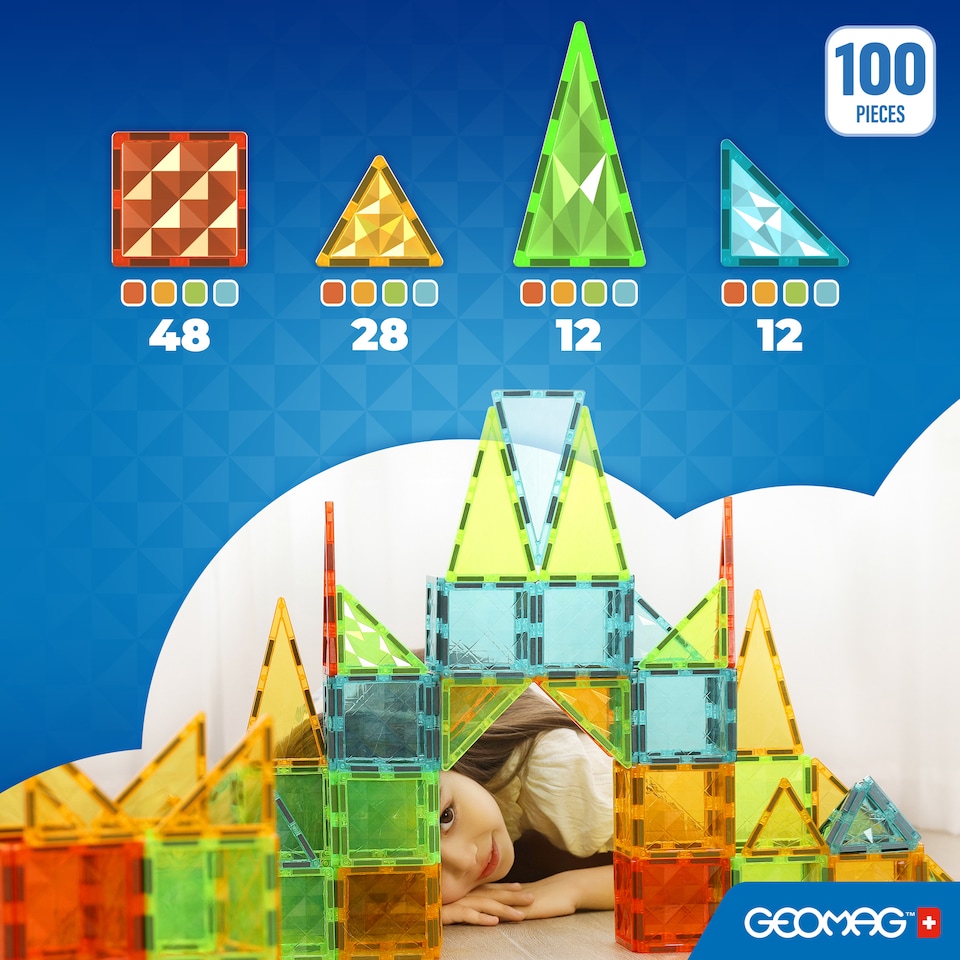 image 1 of Geomag Magnetic Tiles Gems 100 pieces