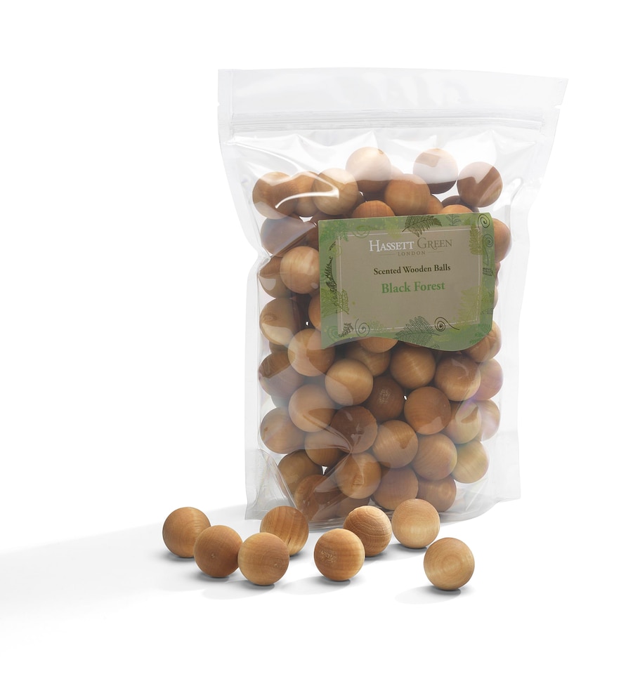 image 1 of Hassett Green London - Black Forest Pine & Eucalyptus - Scented Wooden Balls Pack of 100 - Alternative to Pot Pourri, Diffusers, Sachets and Drawer Liners