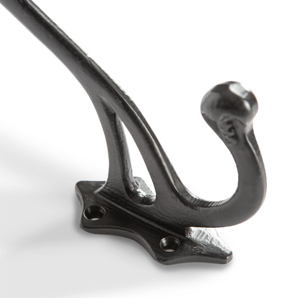 image 1 of Hammer & Tongs Leaf Backed Hat & Coat Hook - W35mm x H150mm - Black