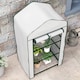 image 8 of Outsunny Portable Mini Greenhouse with Roll-up Door and Wire Shelves, White