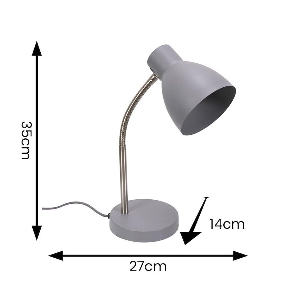 image 1 of ValueLights Keela Grey Adjustable Flexi Neck Desk Table Lamp with LED Bulb | Grey