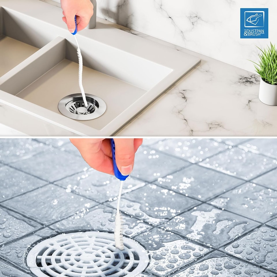 image 1 of Flexible Sink and Shower Drain Cleaning Brush Unblocker - Pack of 2
