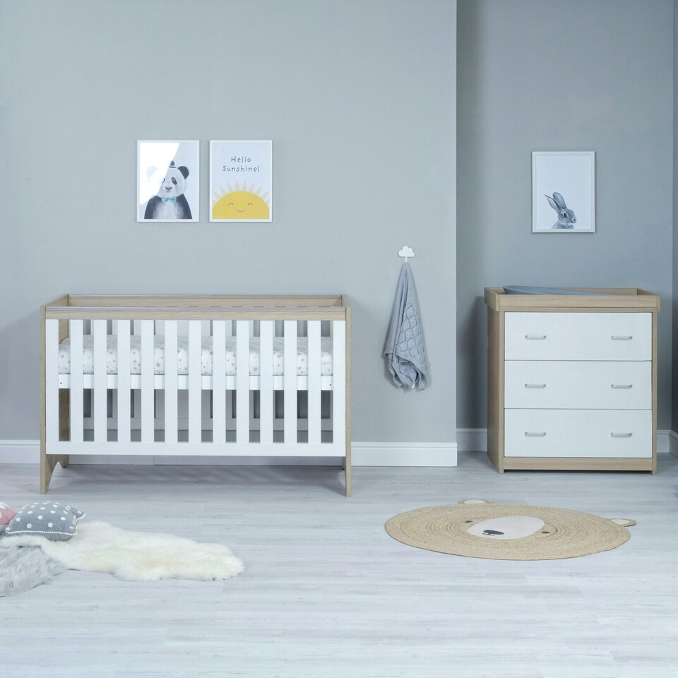 image 1 of Babymore Veni 2 Piece Room Set - Oak White