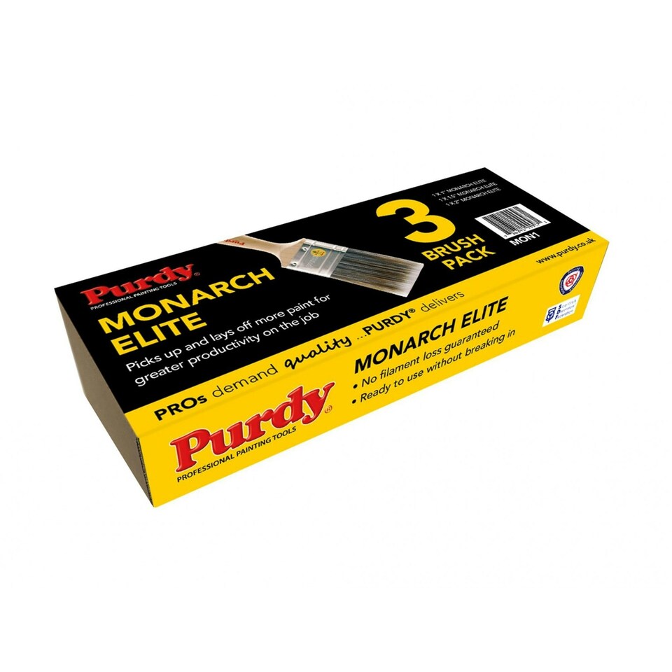 Purdy Monarch Elite Paint Brush - Tipped and flagged - 3 Piece Set
