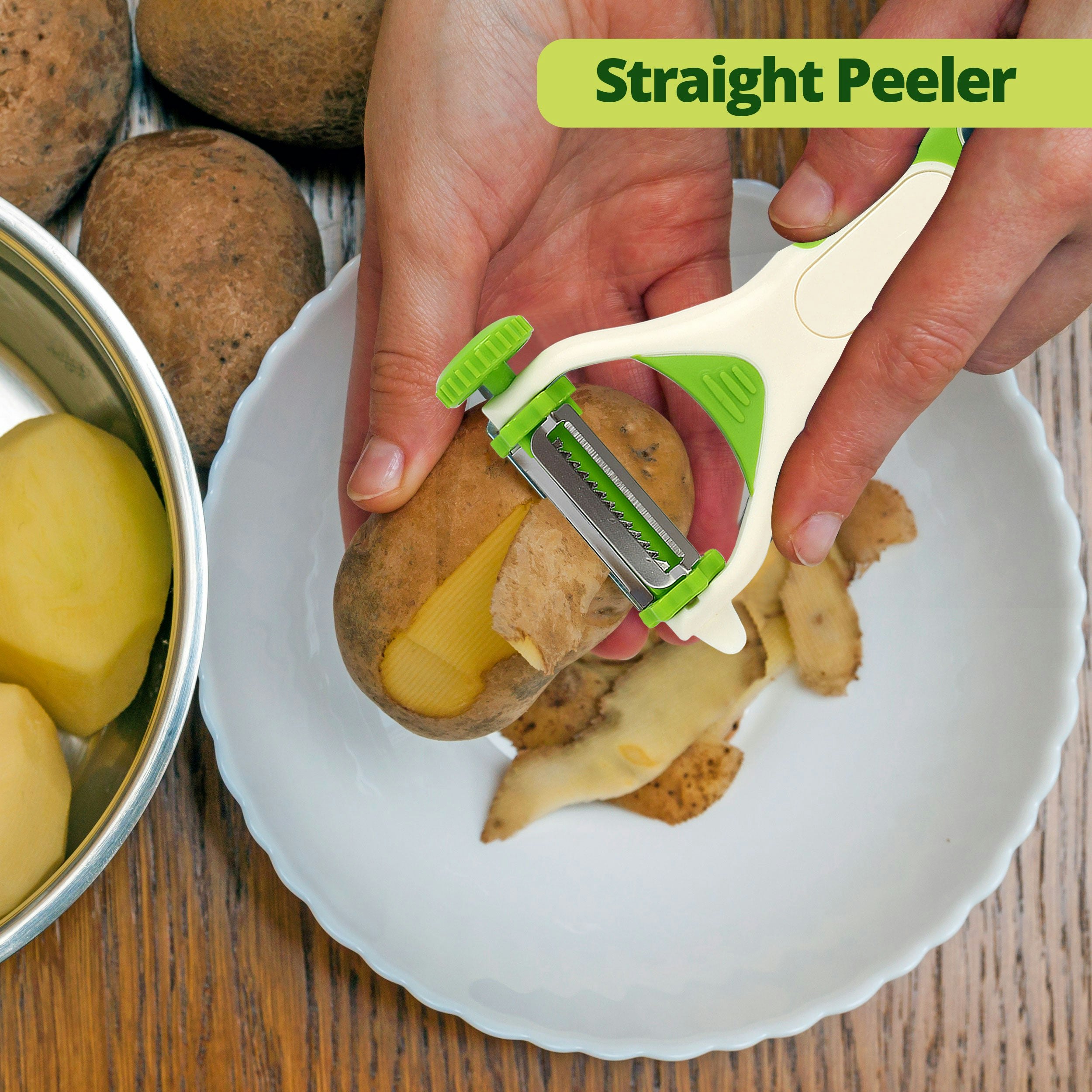 French Stainless Steel Peeler Set With Eyer - Vegetable, Fruit, Potato, Lemon Zester - 3 Piece