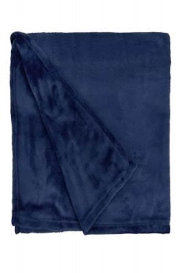image 1 of Plush Collection Flannel Fleece Super Soft Throw in Navy (55" x 71") | Blue | Blue