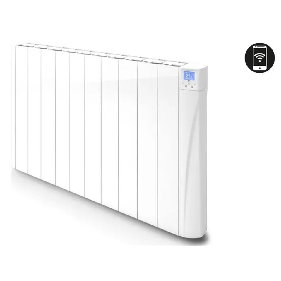 image 1 of 907mm (W) x 575mm (H) - White Wi-Fi Electric Oil Filled Radiator (Alicante +) - 1100 Watts - Depth 98mm - Heats Up To 11m²