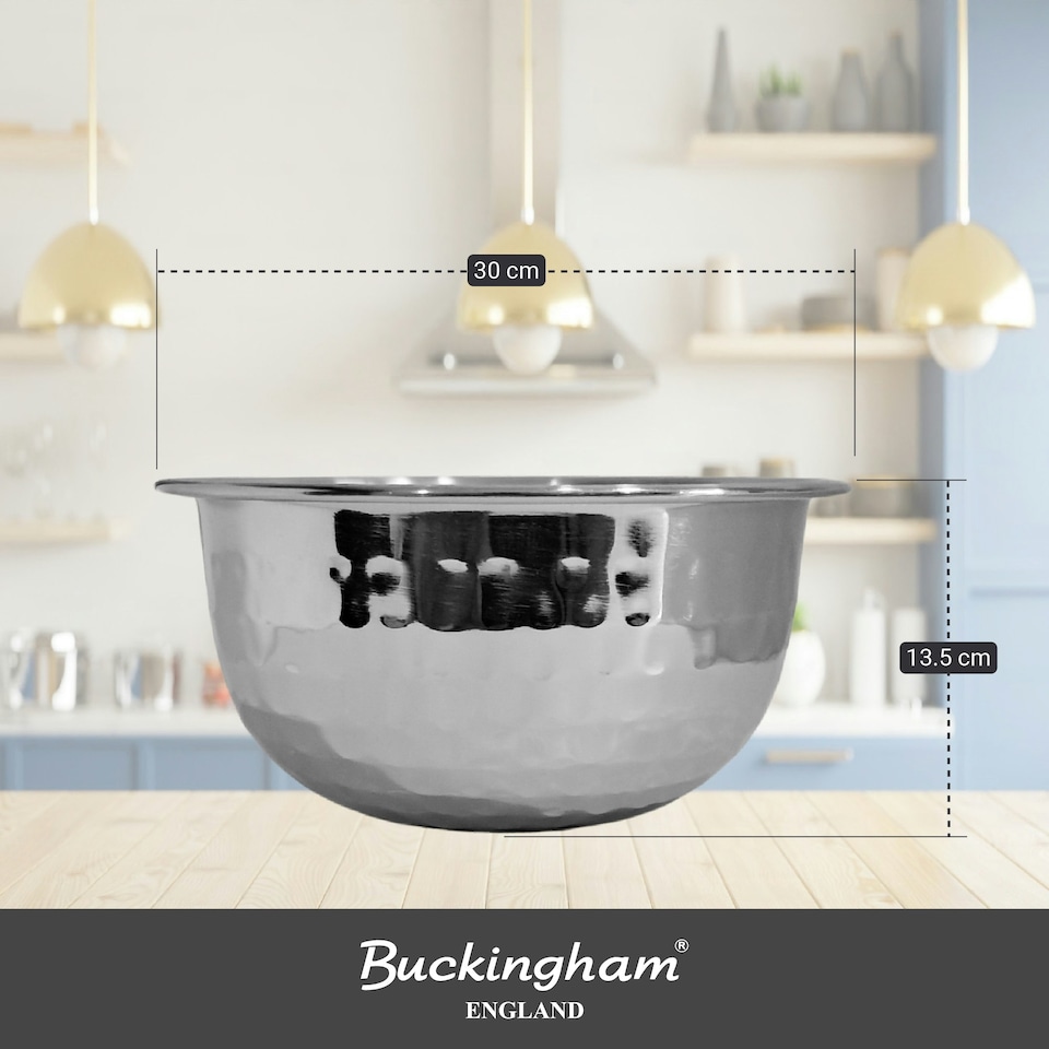 image 1 of Buckingham Stainless Steel Salad / mixing bowl with hammered effect 7.2 Litre / 30 cm