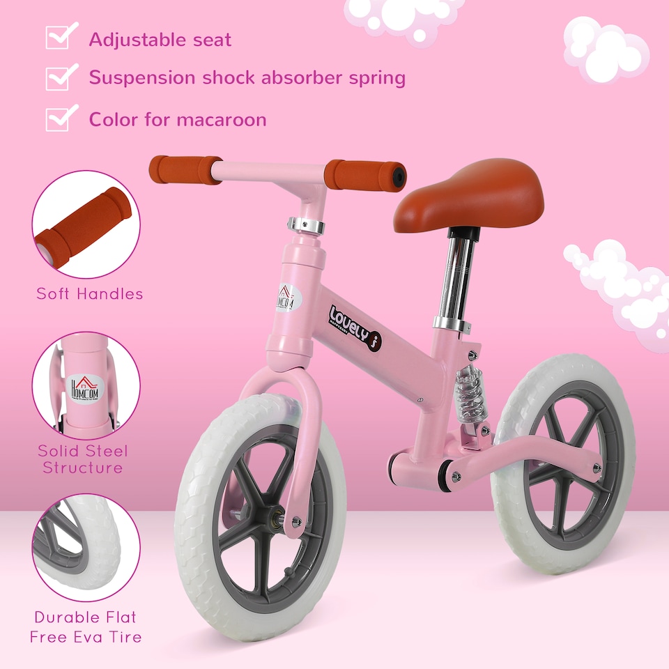 image 1 of HOMCOM Kid Balance Bike ChildrenBicycle Adjustable Seat 2-5 Years No Pedal Pink
